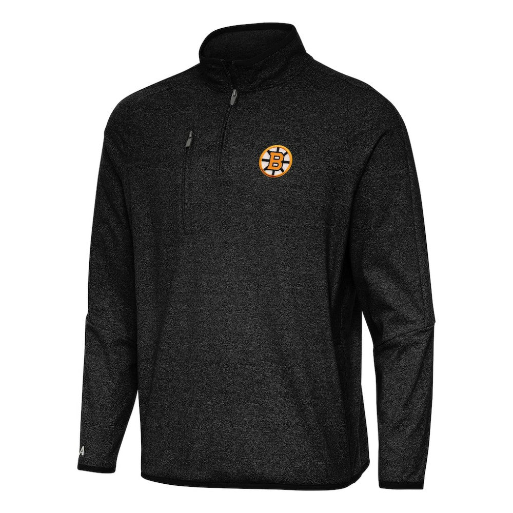 Boston Bruins Antigua Certain Tri-Blend Quarter-Zip Top - Heather Black Tops