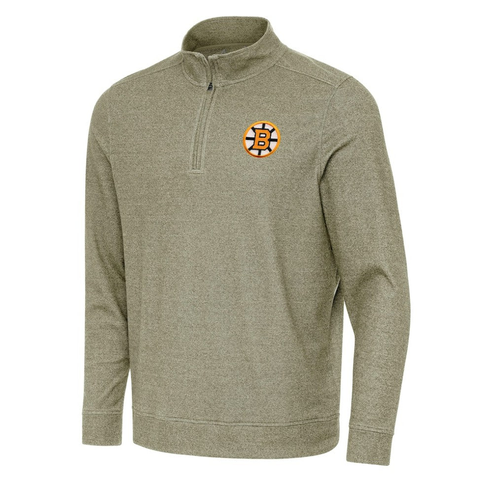 Boston Bruins Antigua Subtle Quarter-Zip Sweatshirt - Olive Sweatshirts