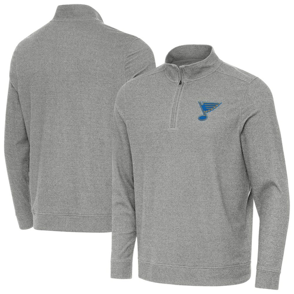 St. Louis Blues Antigua Subtle Quarter-Zip Sweatshirt - Heather Black Sweatshirts