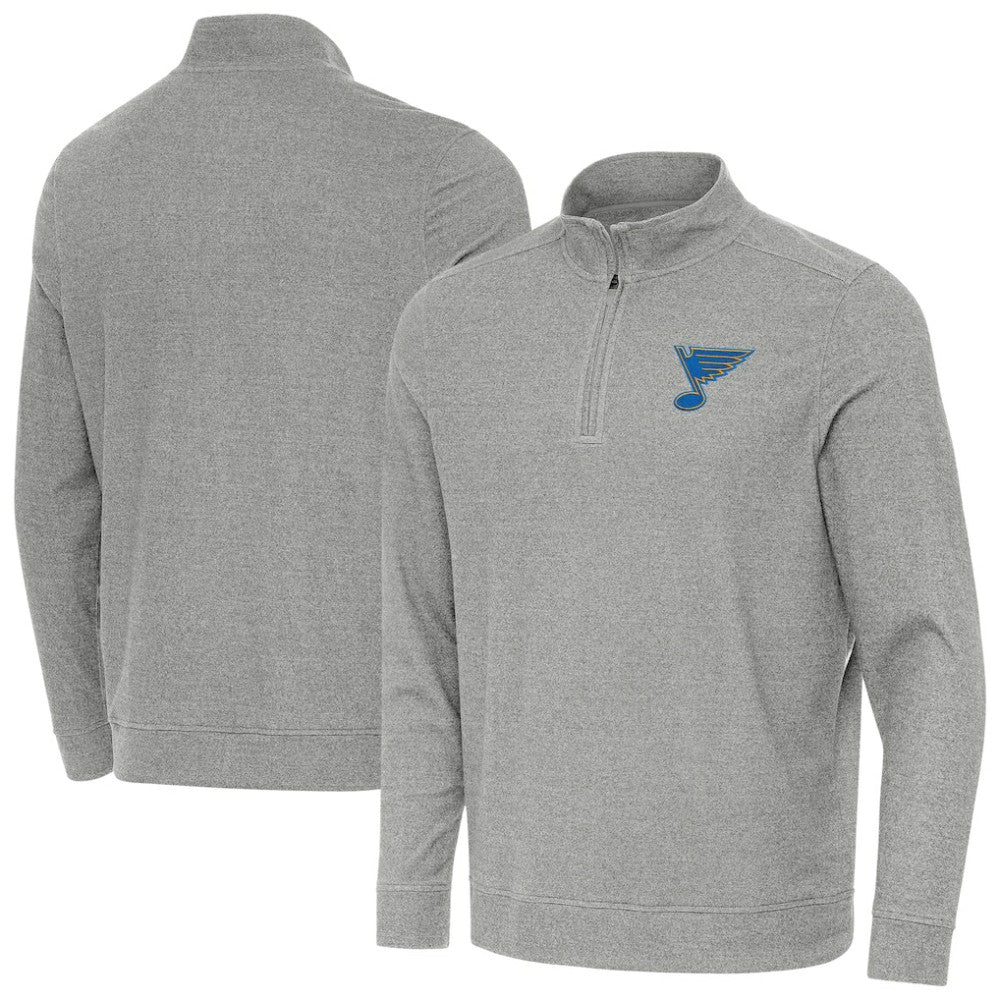 St. Louis Blues Antigua Subtle Quarter-Zip Sweatshirt - Heather Gray Sweatshirts