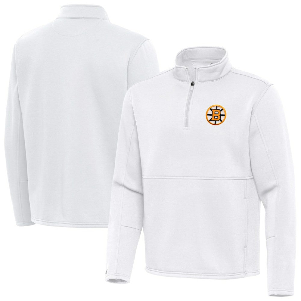 Boston Bruins Antigua Twist Quarter-Zip Pullover Jacket - White Pullover