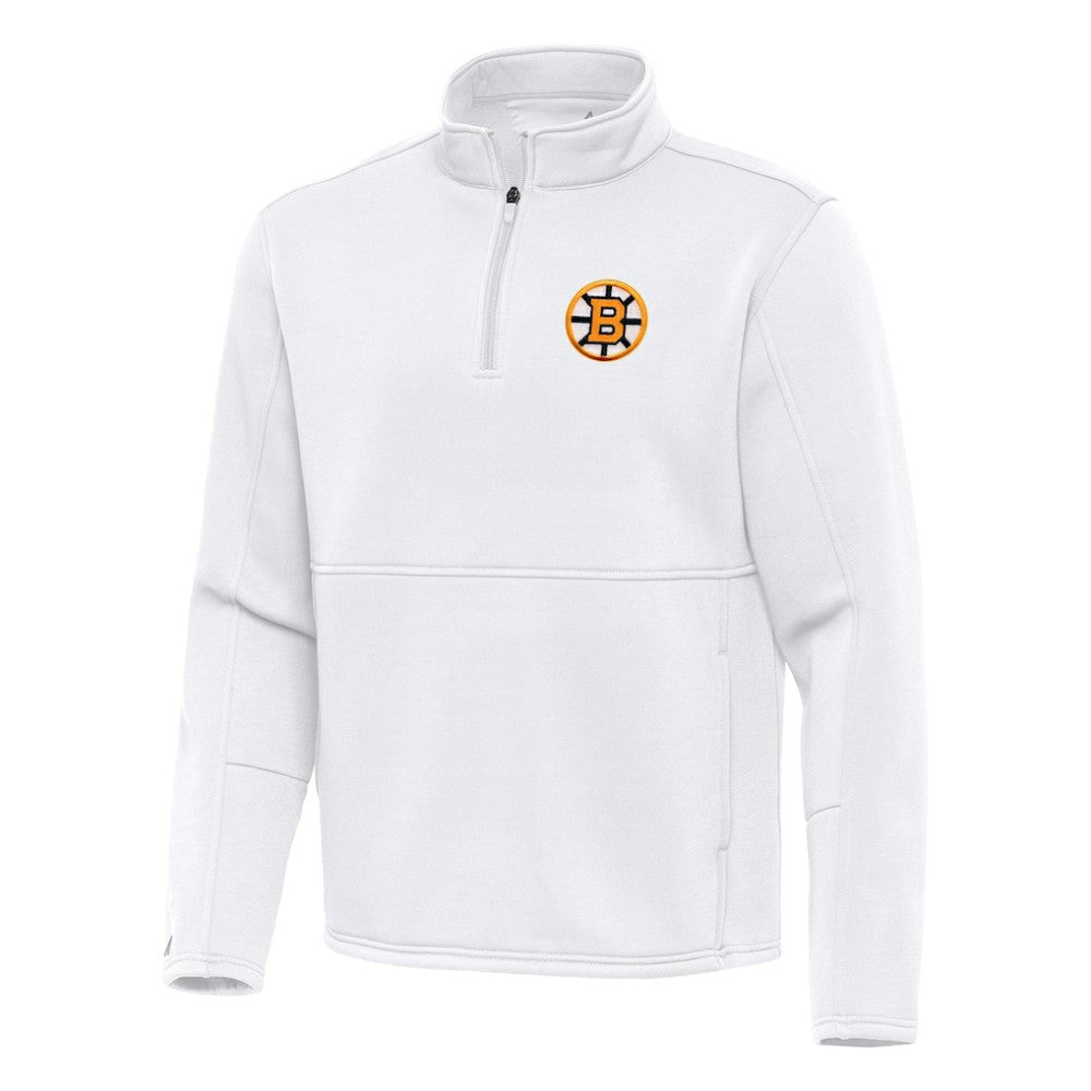 Boston Bruins Antigua Twist Quarter-Zip Pullover Jacket - White Pullover