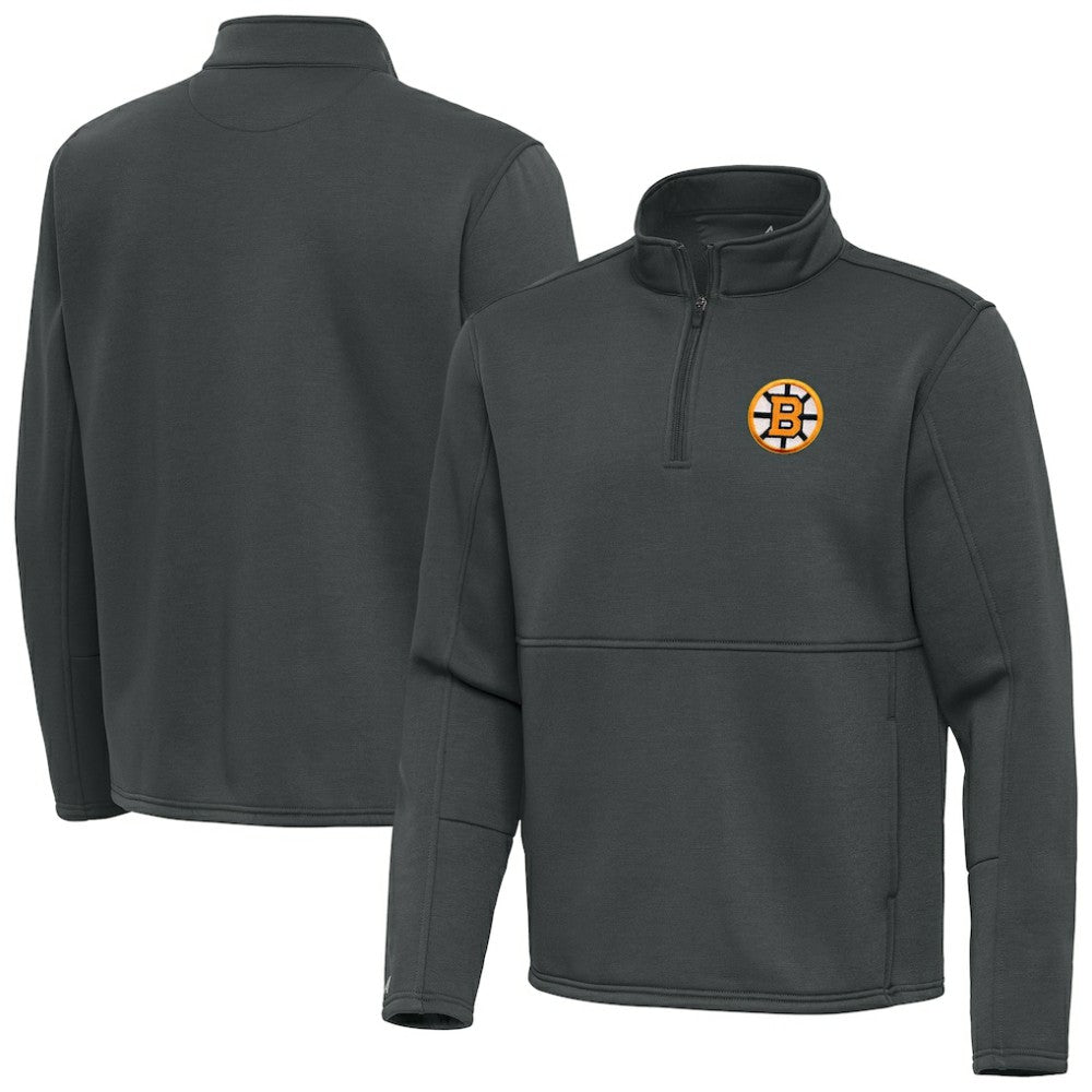 Boston Bruins Antigua Twist Quarter-Zip Pullover Jacket - Pewter Pullover