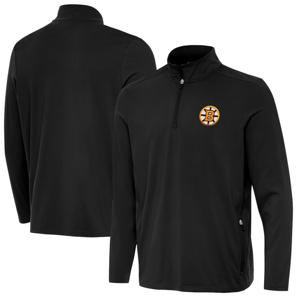 Boston Bruins Antigua Perilous Quarter-Zip Sweatshirt - Black Sweatshirts