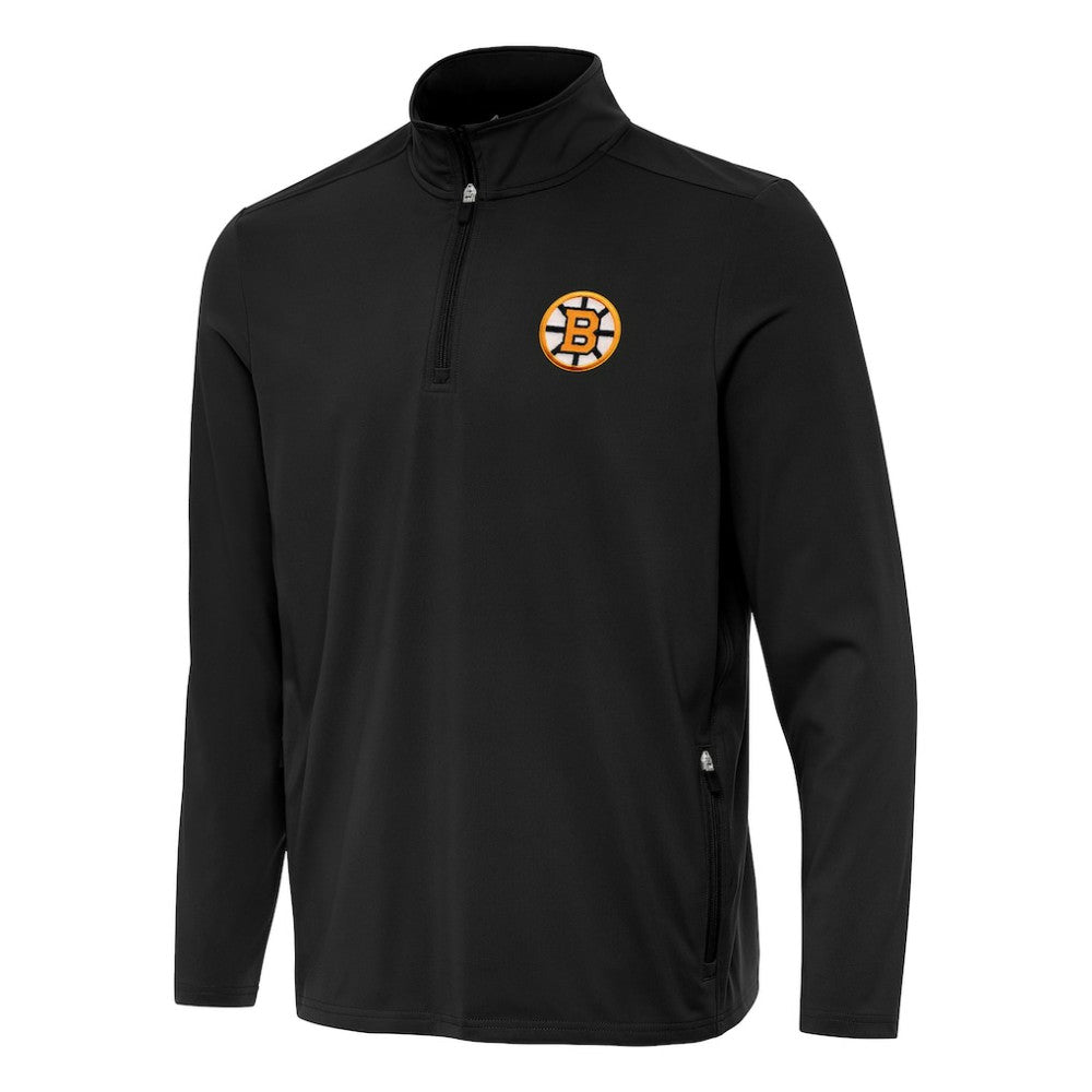Boston Bruins Antigua Perilous Quarter-Zip Sweatshirt - Black Sweatshirts