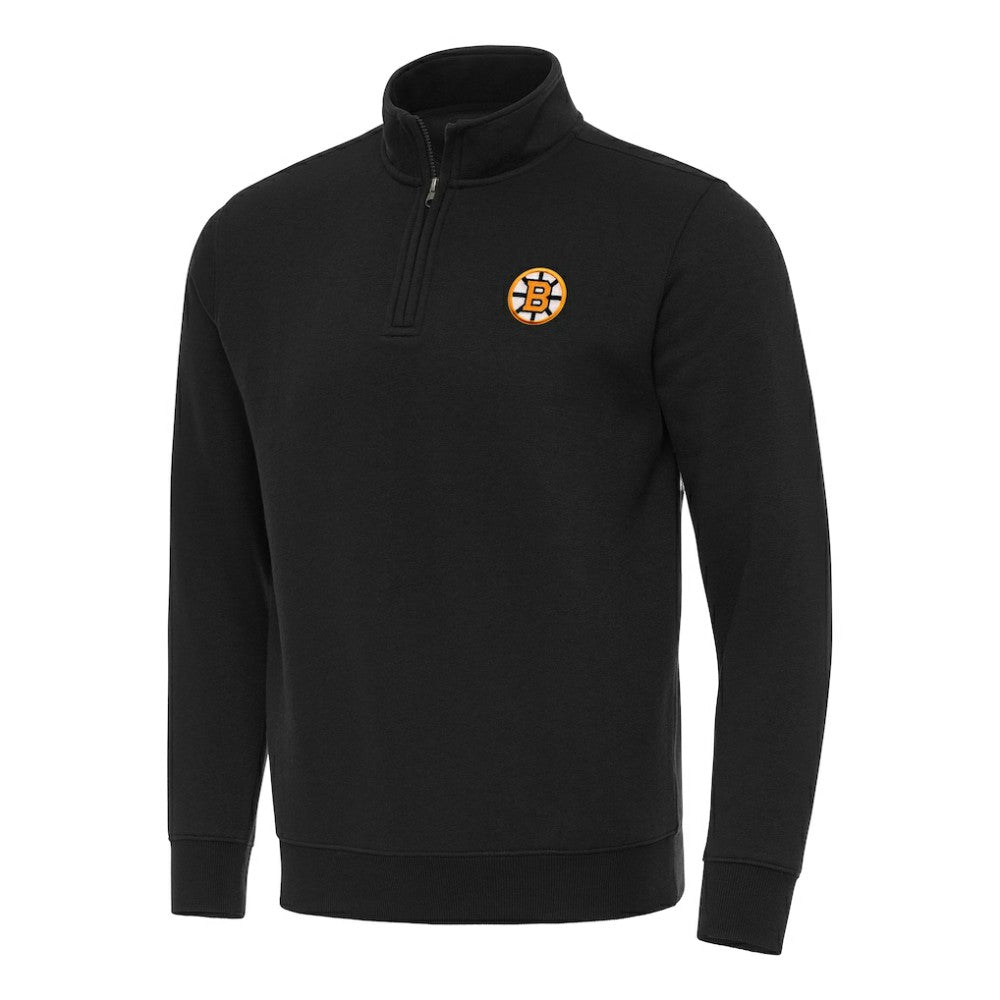 Boston Bruins Antigua Victory Quarter-Zip Pullover Top - Black Pullover