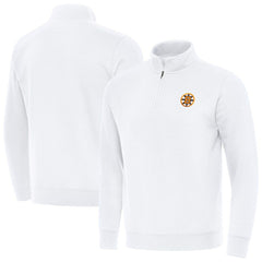 Boston Bruins Antigua Victory Quarter-Zip Pullover Top - White Pullover