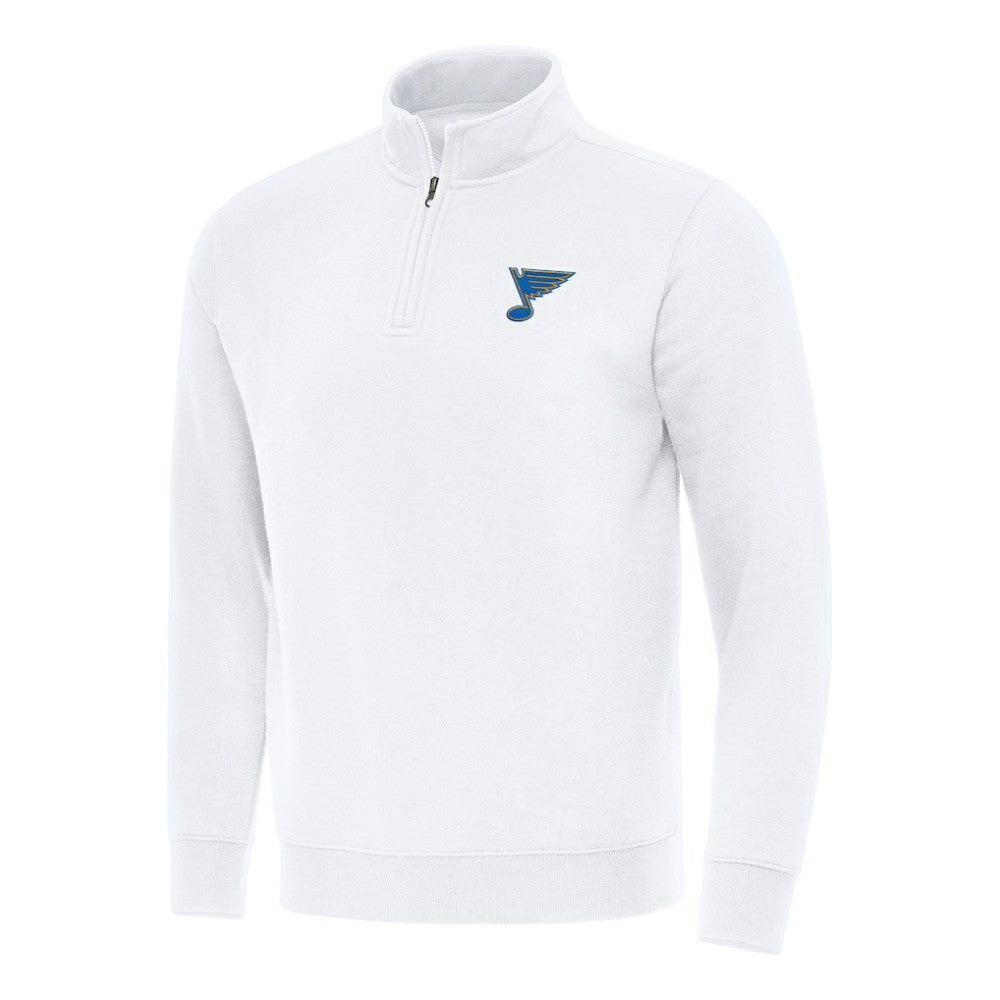 St. Louis Blues Antigua Victory Quarter-Zip Pullover Top - White Pullover