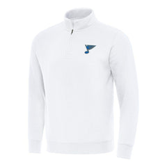 St. Louis Blues Antigua Victory Quarter-Zip Pullover Top - White Pullover