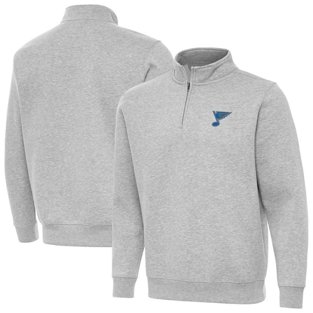 St. Louis Blues Antigua Victory Quarter-Zip Pullover Top - Heather Gray Pullover