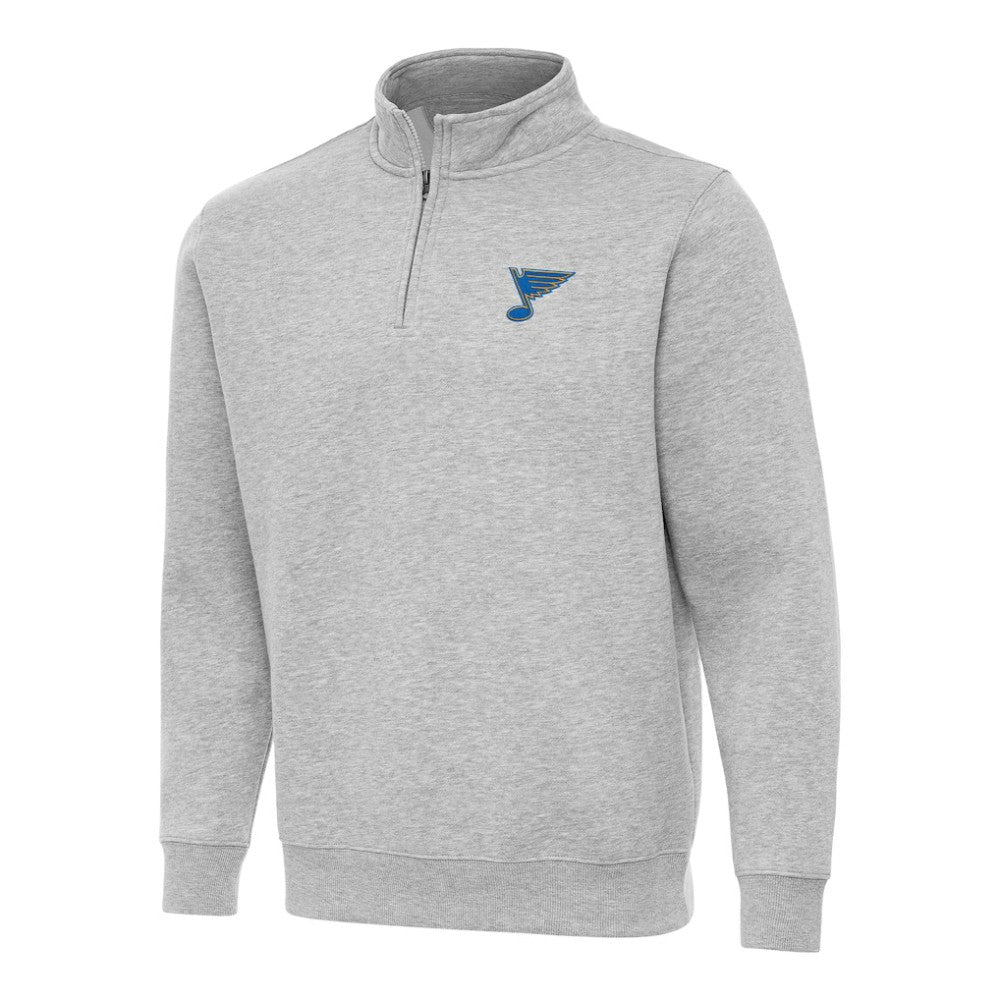 St. Louis Blues Antigua Victory Quarter-Zip Pullover Top - Heather Gray Pullover