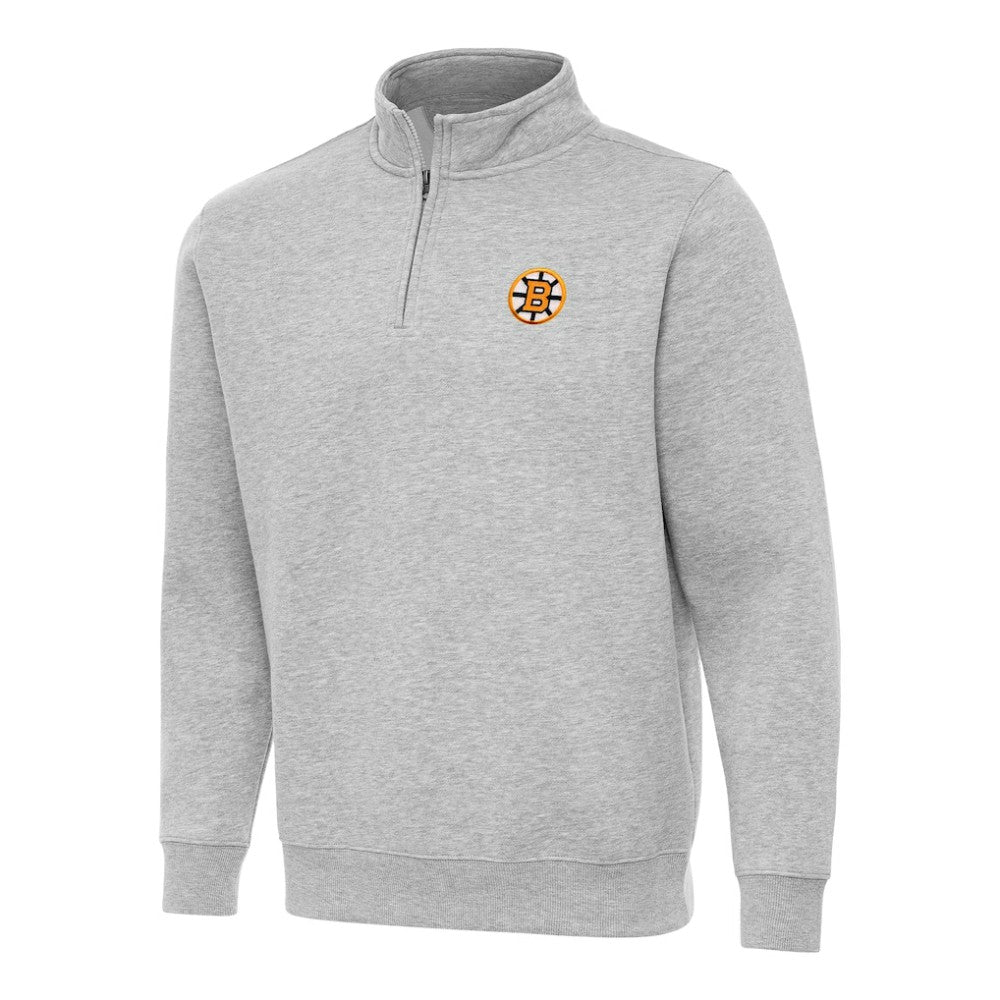 Boston Bruins Antigua Victory Quarter-Zip Pullover Top - Heather Gray Pullover