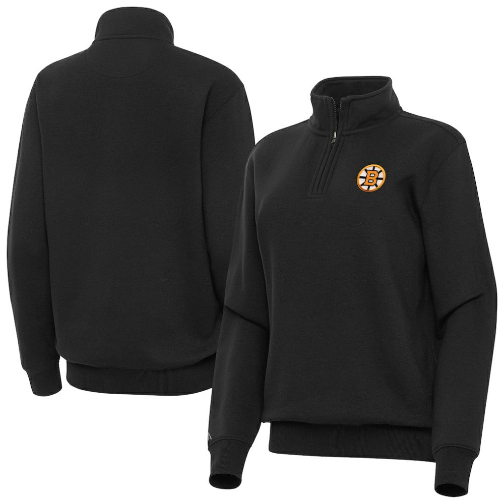 Boston Bruins Antigua Women's Victory Quarter-Zip Pullover Top - Black Pullover