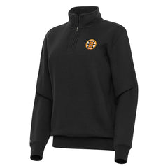 Boston Bruins Antigua Women's Victory Quarter-Zip Pullover Top - Black Pullover