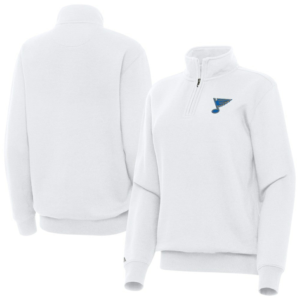 St. Louis Blues Antigua Women's Victory Quarter-Zip Pullover Top - White Pullover
