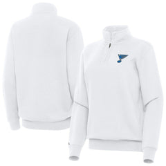 St. Louis Blues Antigua Women's Victory Quarter-Zip Pullover Top - White Pullover