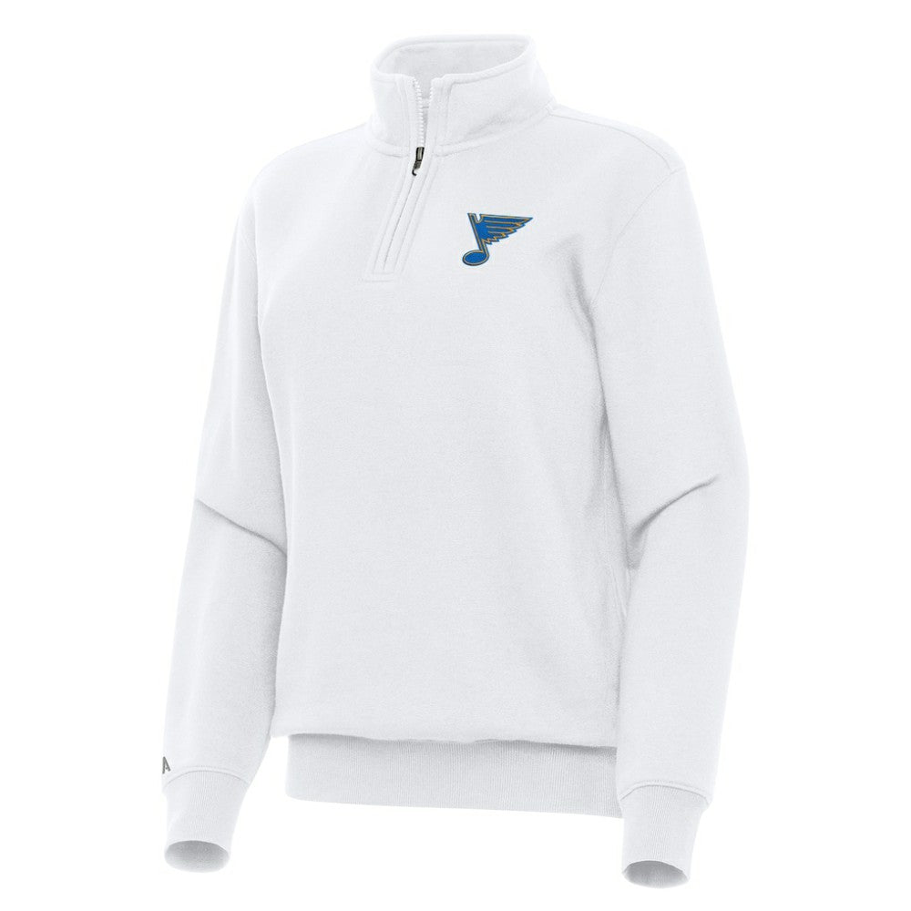 St. Louis Blues Antigua Women's Victory Quarter-Zip Pullover Top - White Pullover