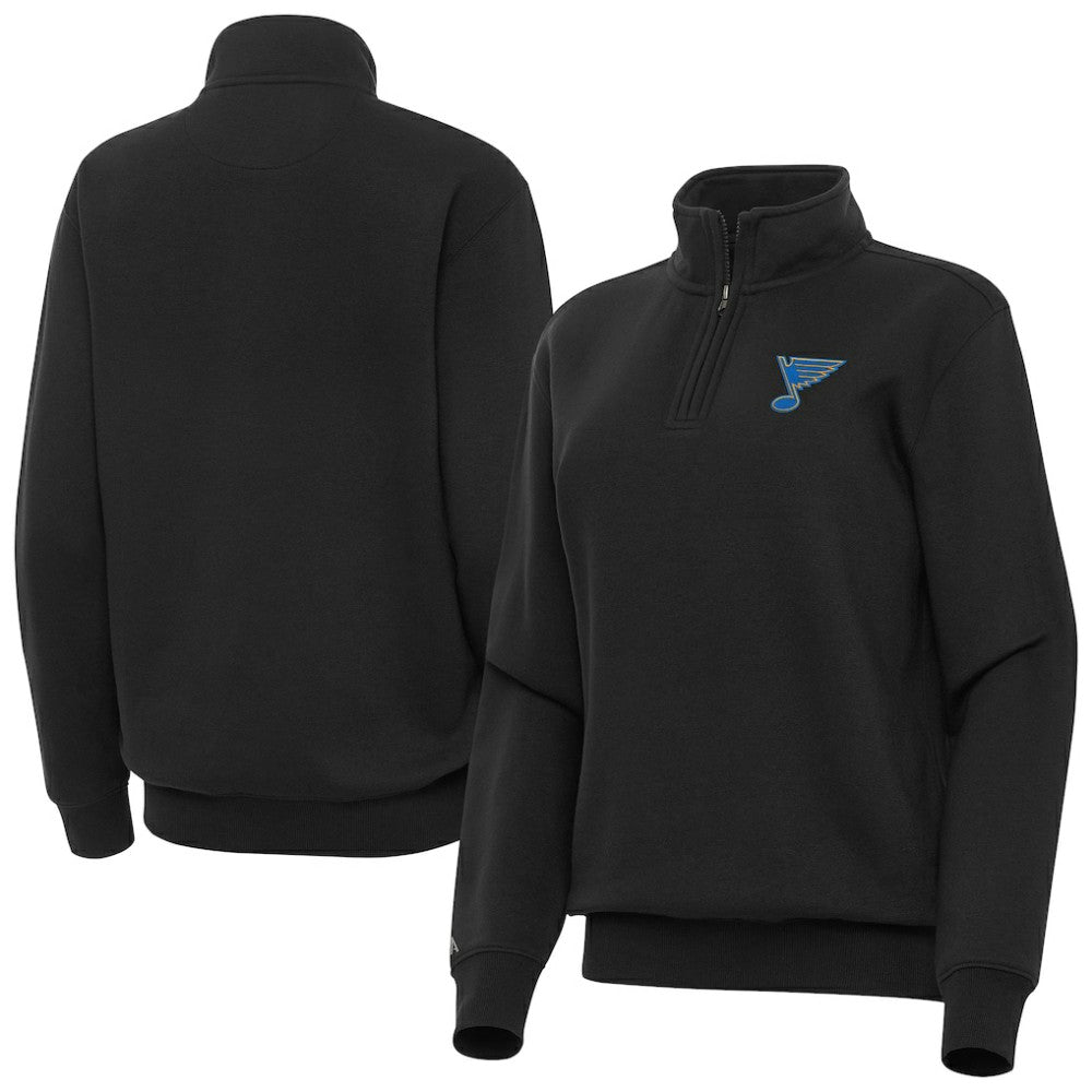 St. Louis Blues Antigua Women's Victory Quarter-Zip Pullover Top - Black Pullover