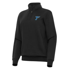 St. Louis Blues Antigua Women's Victory Quarter-Zip Pullover Top - Black Pullover