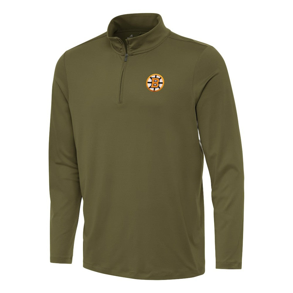 Boston Bruins Antigua Reprocess Quarter-Zip Pullover - Olive Pullover