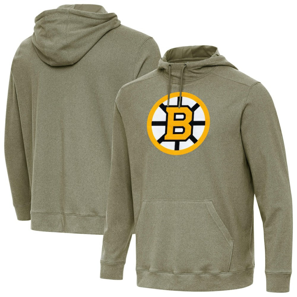 Boston Bruins Antigua Cloud Pullover Hoodie - Olive Hoodies