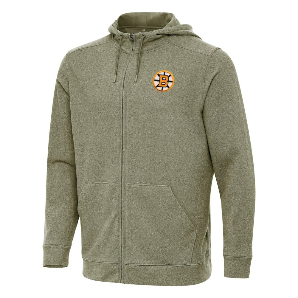 Boston Bruins Antigua Effortless Full-Zip Hoodie - Olive Hoodies