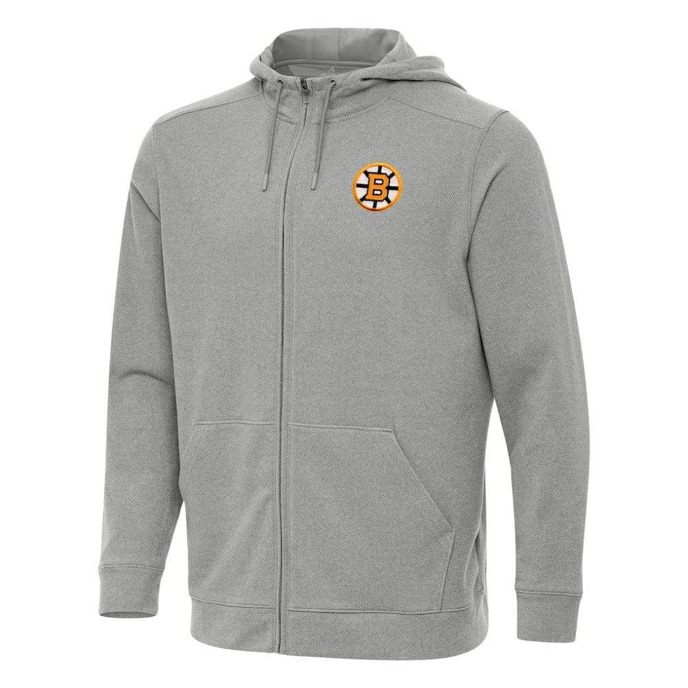 Boston Bruins Antigua Effortless Full-Zip Hoodie - Heather Gray Hoodies