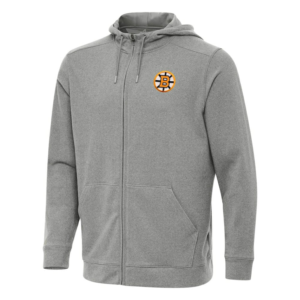 Boston Bruins Antigua Effortless Full-Zip Hoodie - Heather Black Hoodies