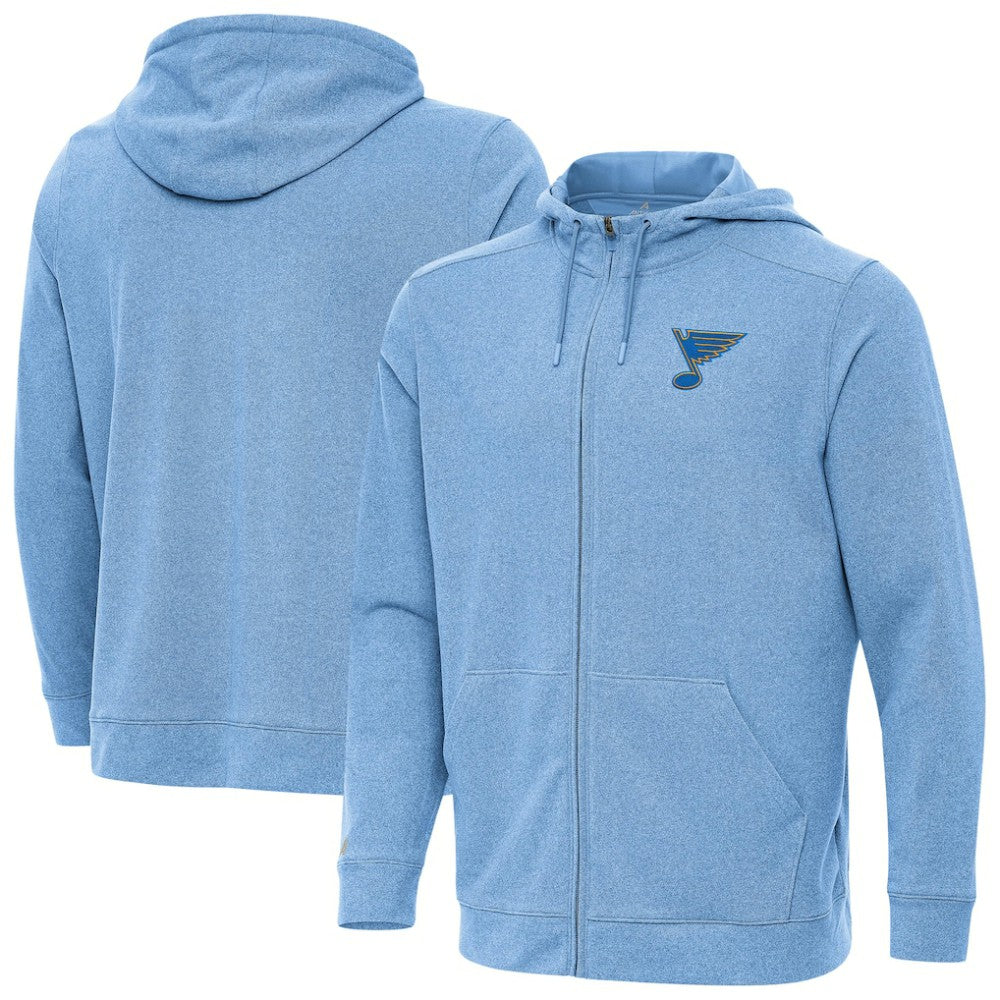 St. Louis Blues Antigua Effortless Full-Zip Hoodie - Heather Blue Hoodies