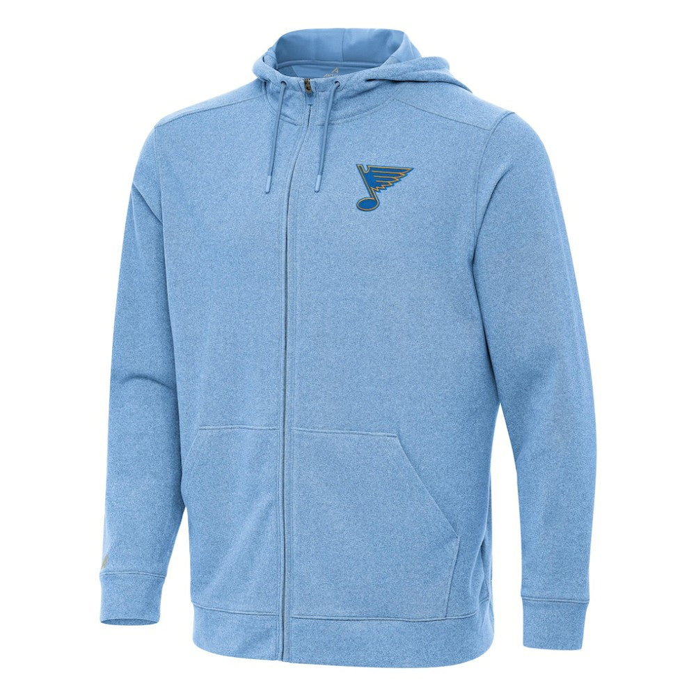 St. Louis Blues Antigua Effortless Full-Zip Hoodie - Heather Blue Hoodies