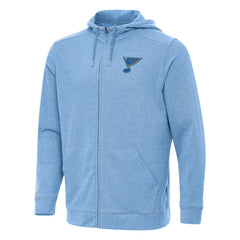 St. Louis Blues Antigua Effortless Full-Zip Hoodie - Heather Blue Hoodies