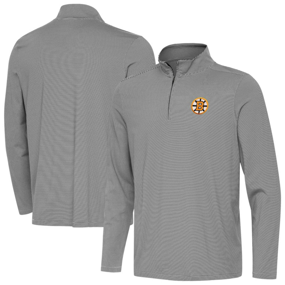 Boston Bruins Antigua Twine Quarter-Zip Pullover - Black Pullover