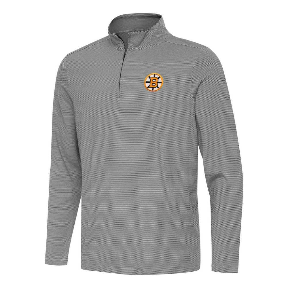 Boston Bruins Antigua Twine Quarter-Zip Pullover - Black Pullover