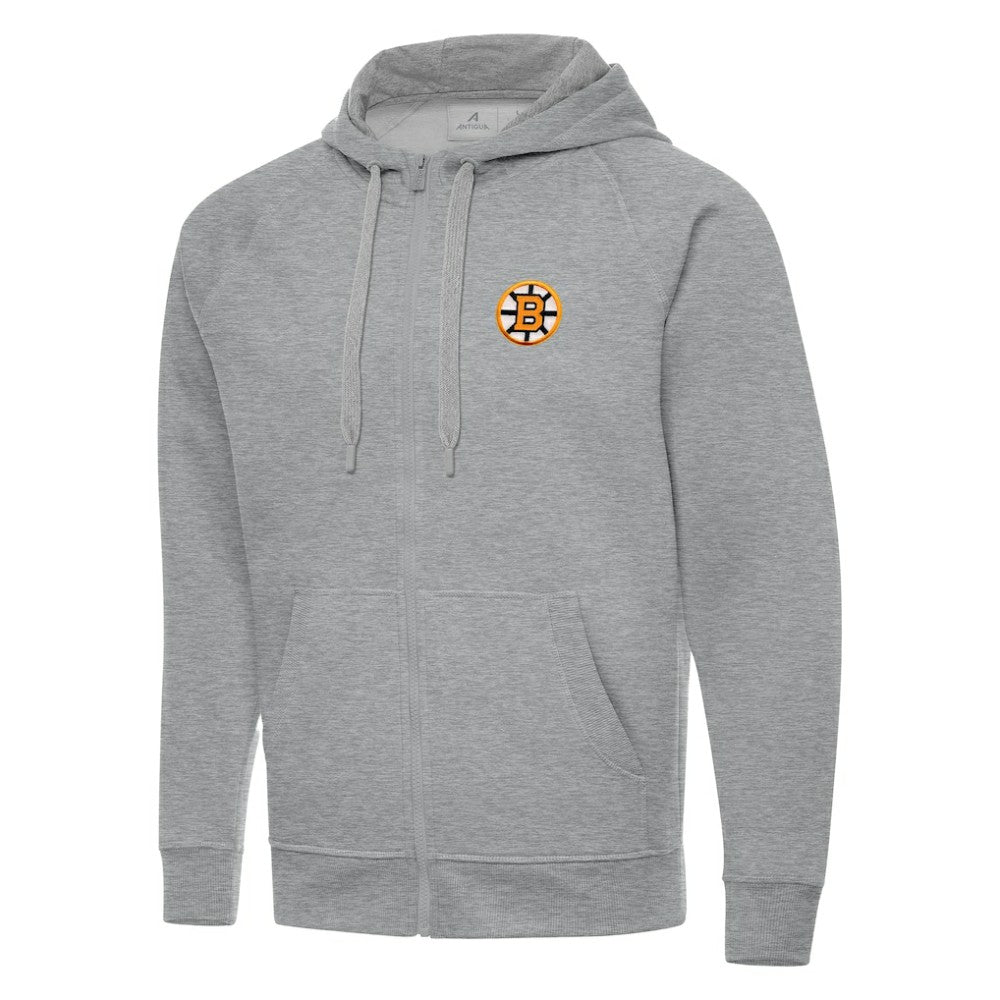 Boston Bruins Antigua Victory Full-Zip Hoodie - Heather Gray Hoodies