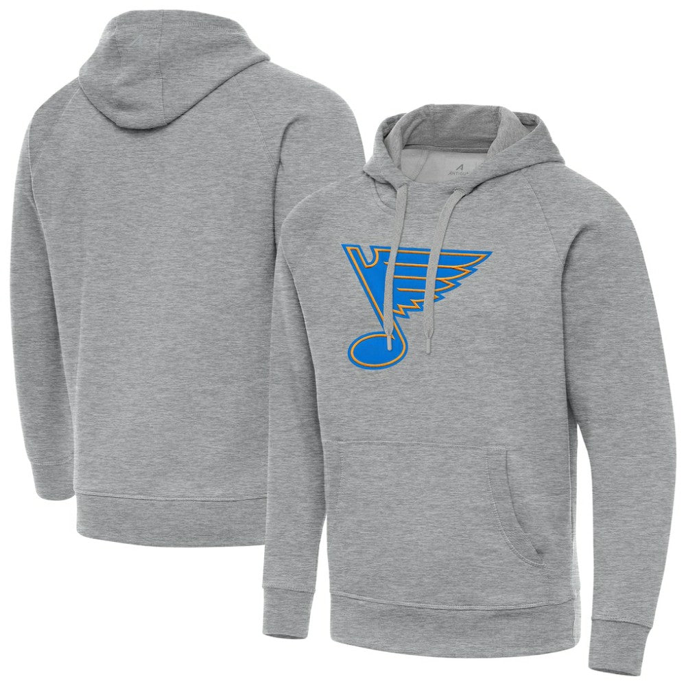 St. Louis Blues Antigua Victory Tall Pullover Hoodie - Heather Gray Hoodies