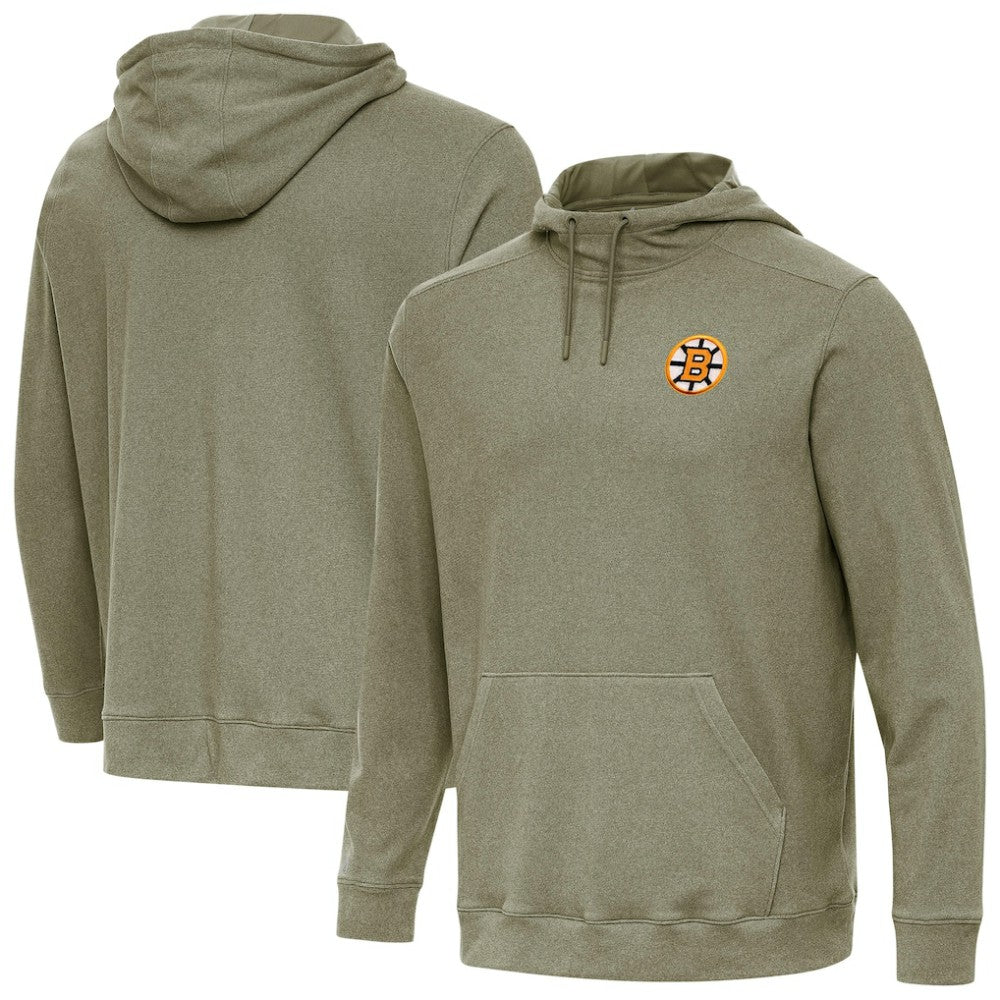 Boston Bruins Antigua Cloud Pullover Hoodie - Olive Hoodies