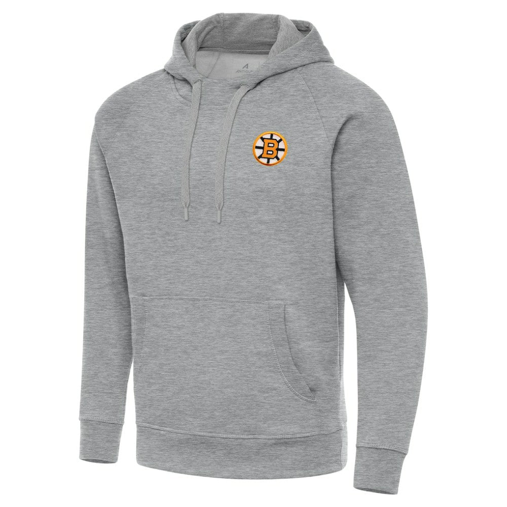 Boston Bruins Antigua Victory Pullover Hoodie - Heather Gray Hoodies