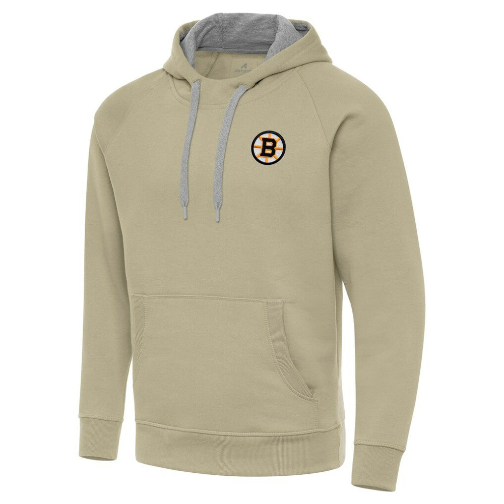Boston Bruins Antigua Victory Pullover Hoodie - Khaki Hoodies