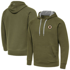 Boston Bruins Antigua Victory Pullover Hoodie - Olive Hoodies