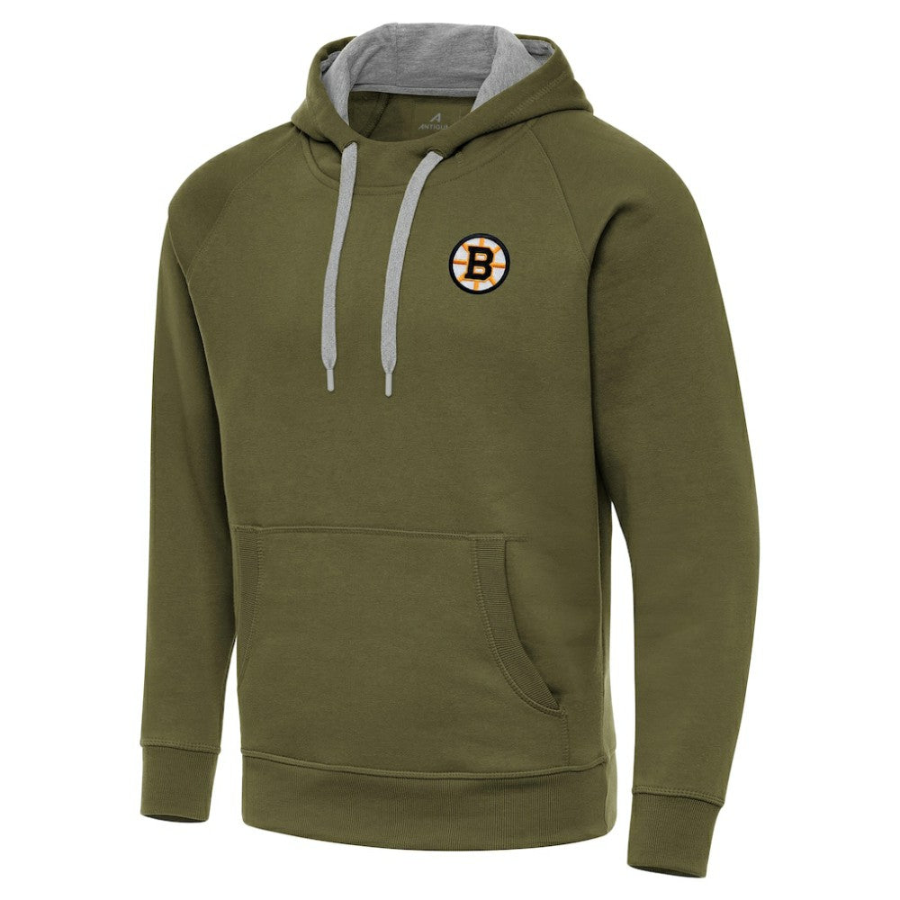 Boston Bruins Antigua Victory Pullover Hoodie - Olive Hoodies