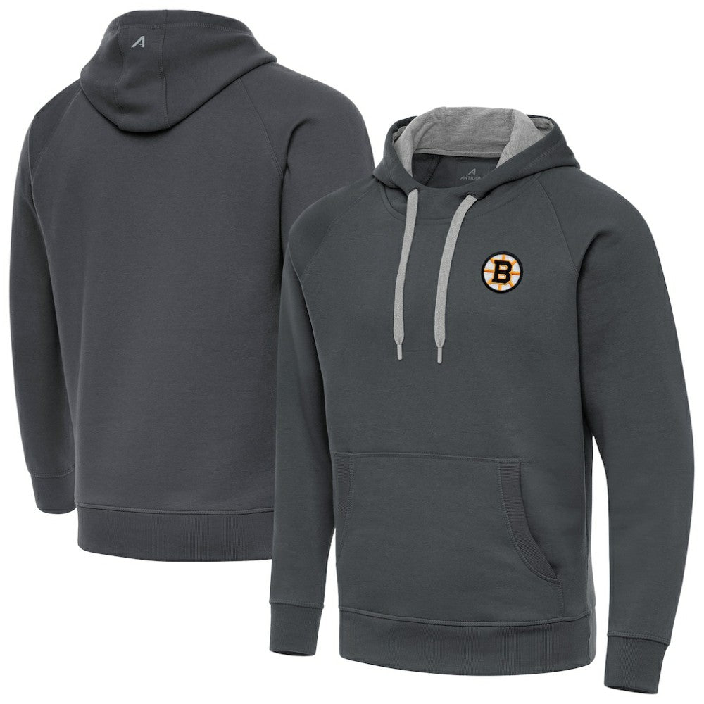Boston Bruins Antigua Victory Pullover Hoodie - Charcoal Hoodies