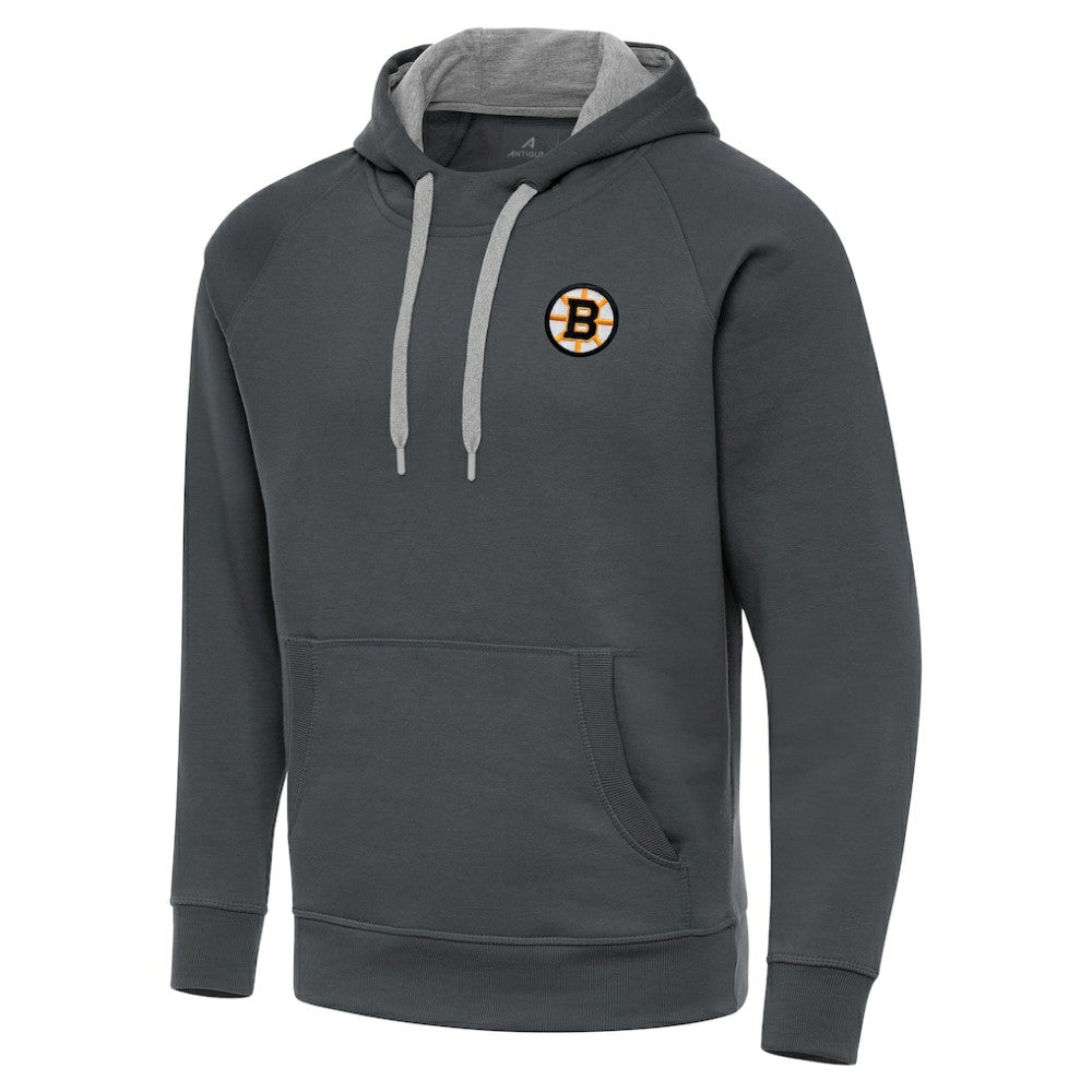 Boston Bruins Antigua Victory Pullover Hoodie - Charcoal Hoodies