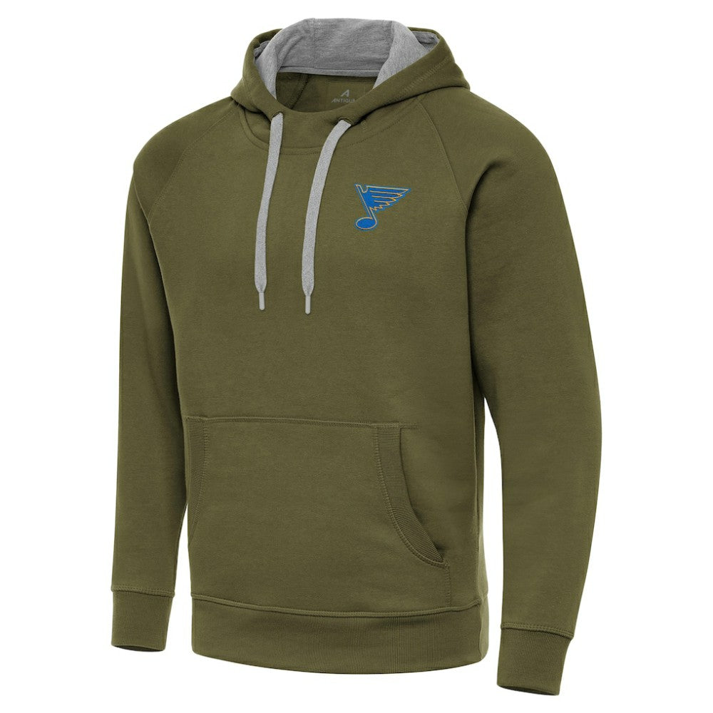 St. Louis Blues Antigua Victory Pullover Hoodie - Olive Hoodies