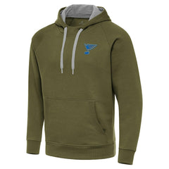 St. Louis Blues Antigua Victory Pullover Hoodie - Olive Hoodies