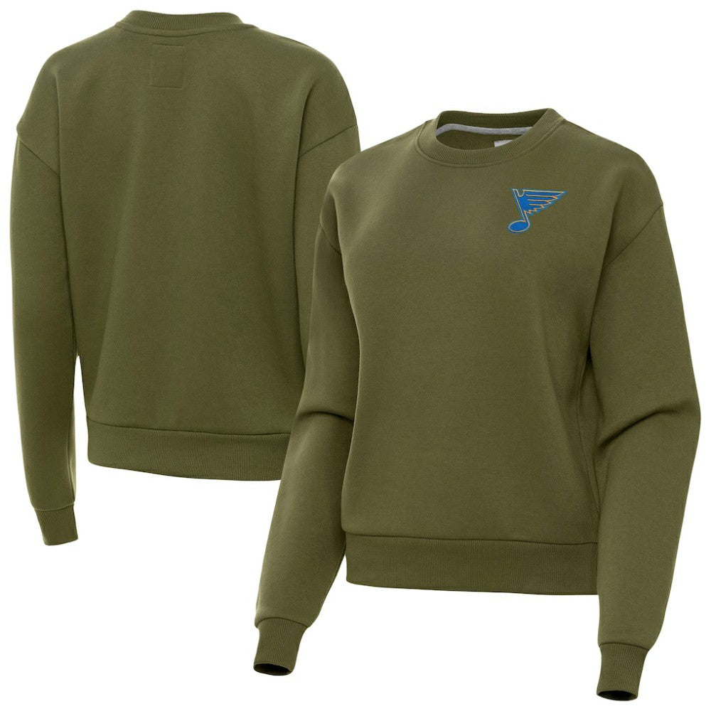 St. Louis Blues Antigua Women's Victory Pullover Sweatshirt - Olive Sweatshirts