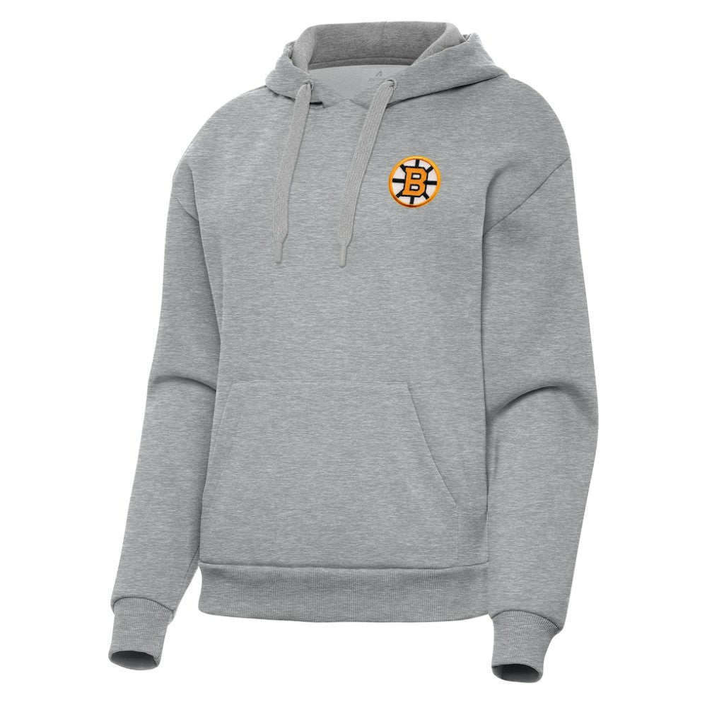 Boston Bruins Antigua Women's Victory Pullover Hoodie - Heather Gray Hoodies