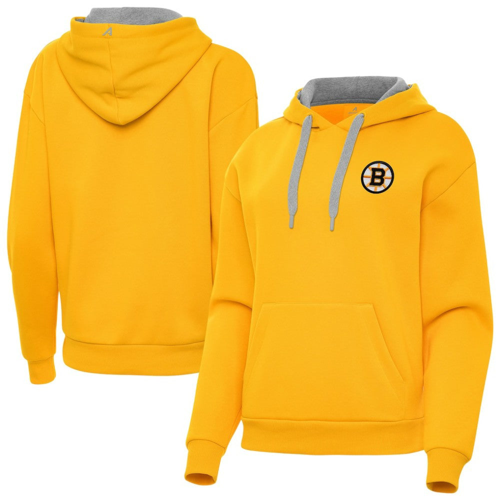 Boston Bruins Antigua Women's Victory Pullover Hoodie - Gold Hoodies