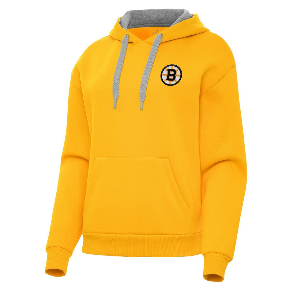 Boston Bruins Antigua Women's Victory Pullover Hoodie - Gold Hoodies