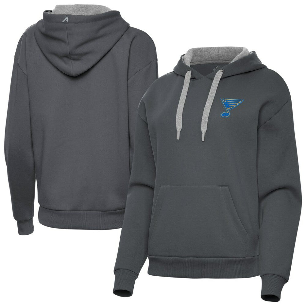St. Louis Blues Antigua Women's Victory Pullover Hoodie - Charcoal Hoodies