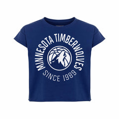 Minnesota Timberwolves Sportiqe Women's Cropped Genuine Issue Collection Alana T-Shirt - Navy discount